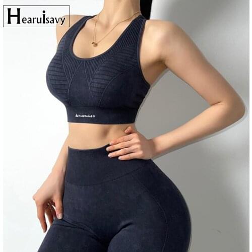 Washed Seamless Shockproof Gathered Underwear Women Gym Workout Jogging Sexy Bra Tops Corset T-Shirts Quick-Drying Sweat-Absorb