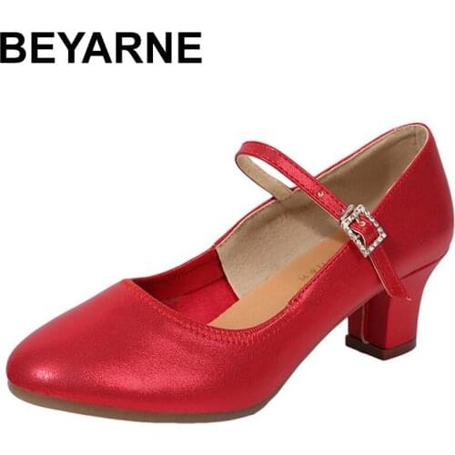 BEYARNEsquare dance shoes for women salsa tango ballroom dance shoes women square heels high heel shoes latin dance shoes woman