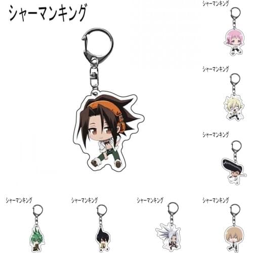 SHAMAN KING Key Chains Two-sided Keychain Cosplay Acrylic Pendant Keyring Prop