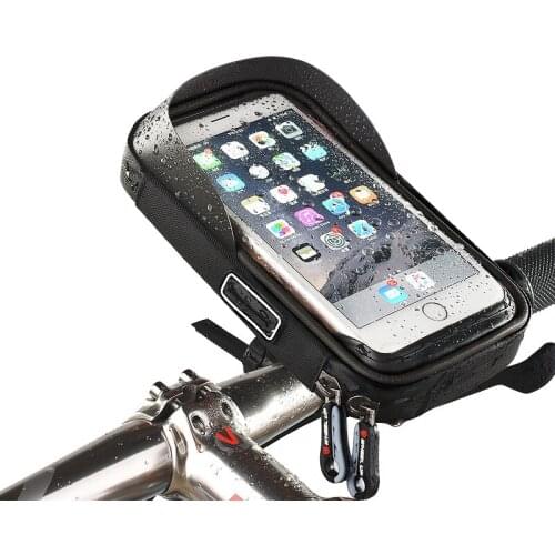 Bicycle Handlebar Bags Bike Bicycle Phone Bag Rainproof TPU Touch Screen 360Rrotation Cell Phone Holder MTB Frame Pouch Bag
