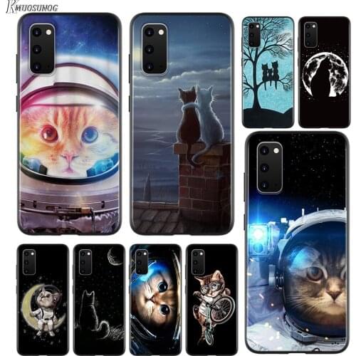Space Moon Cute Cats For Samsung Galaxy A01 A11 A12 A22 A21S A31 A41 A42 A51 A71 A32 A52 A72 A02S Soft Phone Case