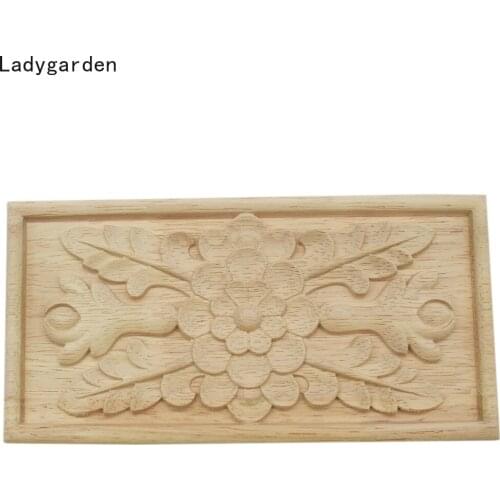 12/16/20cm Wood Carved Decal Corner Appliques Frame Doors Furniture Woodcarving Wooden Statues Craft Carved Applique Sculptures