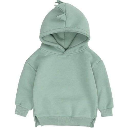 2021 Kids Girls Boy Hoodies Sweatshirt Autumn Spring Fleece Ear Clothes Solid Infant Baby Boy Pink Pullover Children Clothing