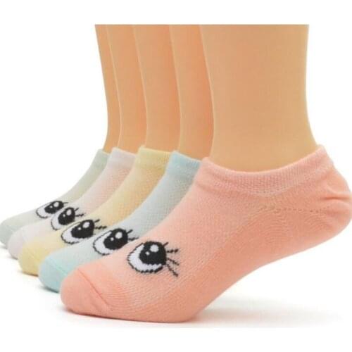 The Spring and Autumn Summer Children 's Cotton Mesh Breathable Boat Socks Comfortable Baby Smiley Big Eye Socks