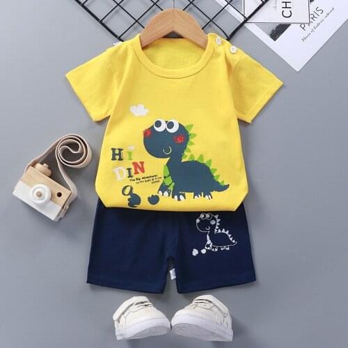 Baby Kids Pajamas Sets Cotton Boys Sleepwear Suit Summer Girls Pajamas Tshirt+Pant Pijamas Tops+Pants 2pcs Childrens Clothing