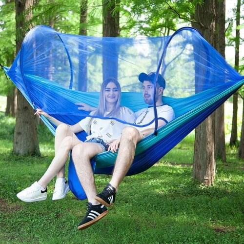 Double Person Strong Camping Hammock With Mosquito Net Parachute Outdoor Beach Hammock Tent Hanging Bed Leisure Hamac