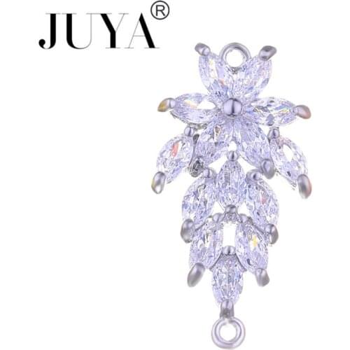 Jewelry Findings Components Luxury Cubic Zirconia Crystal Flower Connectors For Diy Fashion Bracelets Necklace Accessories Parts