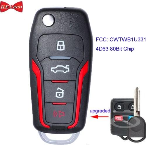 KEYECU for Ford F-150 Taurus for Lincoln for Mercury Upgraded Remote Key Fob FCC ID: CWTWB1U331 4D63 80Bit Chip 315MHz