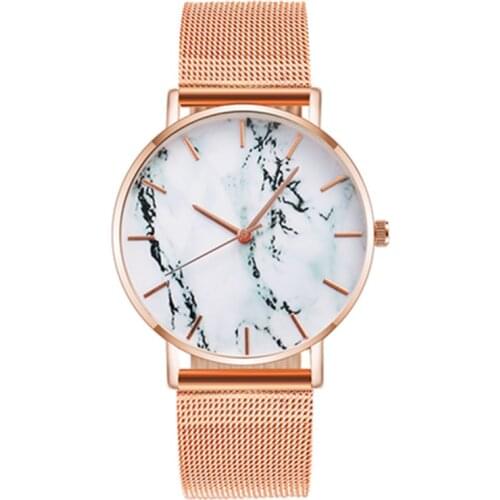 Fashion Rose Gold Mesh Band Creative Marble Female Wrist Watch Luxury Women Quartz Watches Gifts Relogio Feminino Drop Shipping