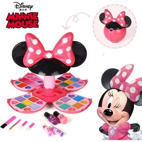 Disney Minnie Mouse Make Up Set Toys for Girls Disney Princess Frozen Anna Elsa Makeup Toy Jewelry Model