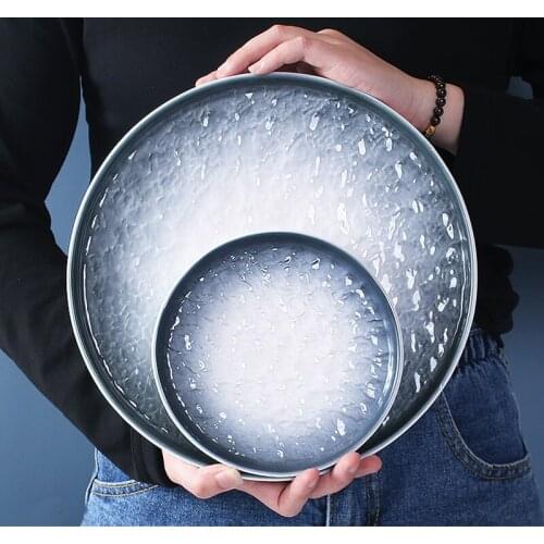 3pcs set, color embossed porcelain dinner plate chargers, stone design, ceramic platter for dinning, decoration serving plate