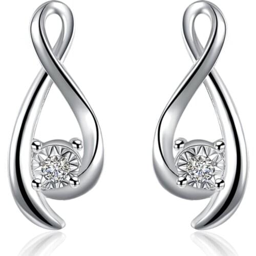 Wholesale women silver earrings stud drop style crystal charms wedding jewelry gift high quality fashion classic jewelry e774