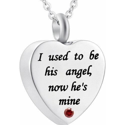 Engraved Birthstone Heart Memorial Urn Pendant Necklace Stainless Steel Detachable Ashes Keepsake Cremation Jewelry