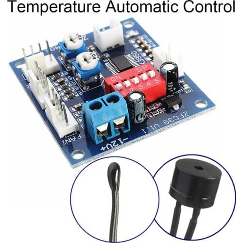 DC 12V 5A PWM PC CPU Fan Temperature Control Speed Controller Board Speed Controller Temperature Probe Buzzle