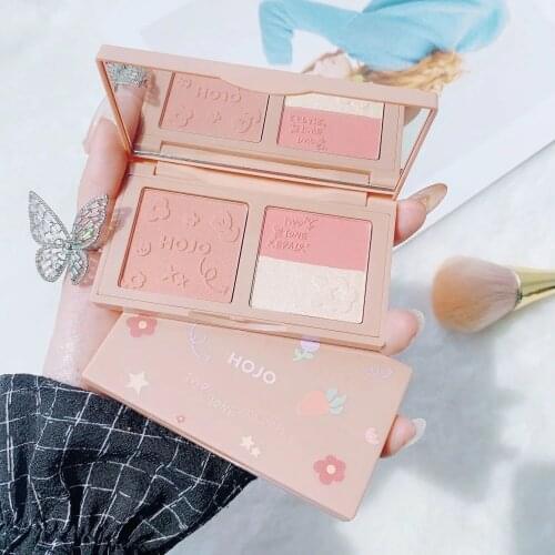 Hand-drawing Art Brown Face Contour Powder Glossy Highlights Peachy Blusher Soft Moist Long Lasting Makeup Bronzer Palette