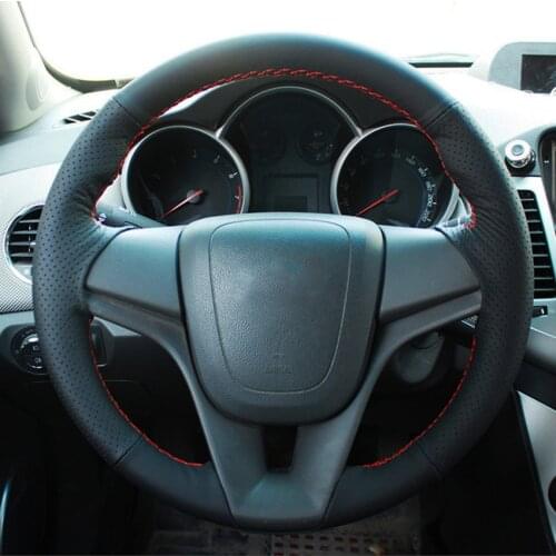 Hand-stitched Artificial Leather Black Car steering wheel cover for Chevrolet Cruze hatchback sedan 2009-2013 2014