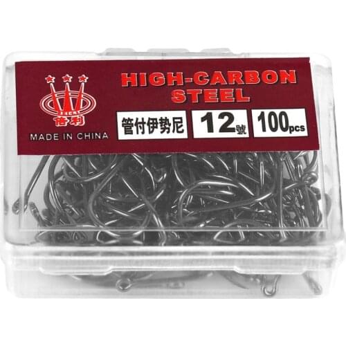 Fishing Hook Universal Fishhook Durable Barbed Hook High Carbon Steel with Box Fish Tackle Accessories for Fishing 100 Pcs Lake