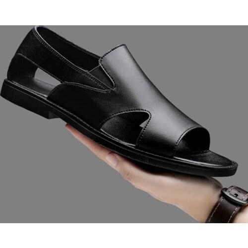New Summer Sandals Mens Genuine Leather Hollow Loafers High Quality Breathble Men Shoes Casual Rome Style Comfy Luxury Slippers