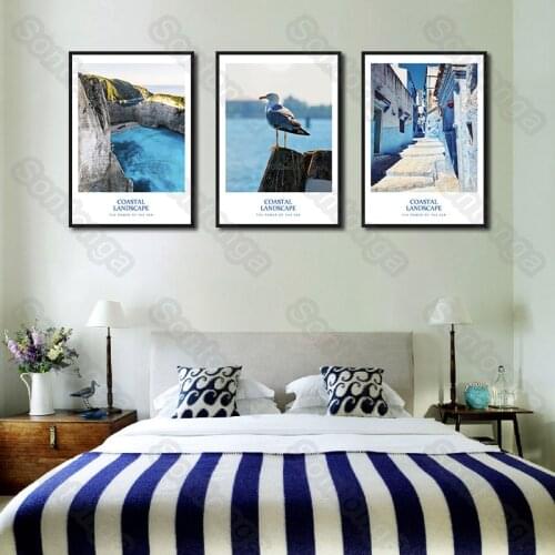 Seabird Beach Canvas Decorative Painting Modern Home Nordic Style Decorative Sofa Simple Bedroom Bedside Canvas Oil Painting