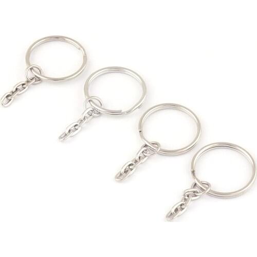 25mm Silver Metal Round Split Key Rings Clasp Supplies,O Ring Loop Key Chain Clip,Swivel Clasps Leather Craft Key Fob Hardware