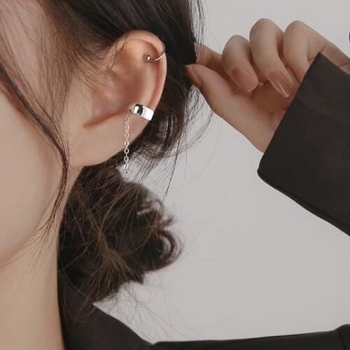 A Girl' 1pcs Korean Fashion Clip On Earring Ear Cuff No Pierced Ear Clip Chain Earrings For Women Earcuff Brincos Party Jewelry