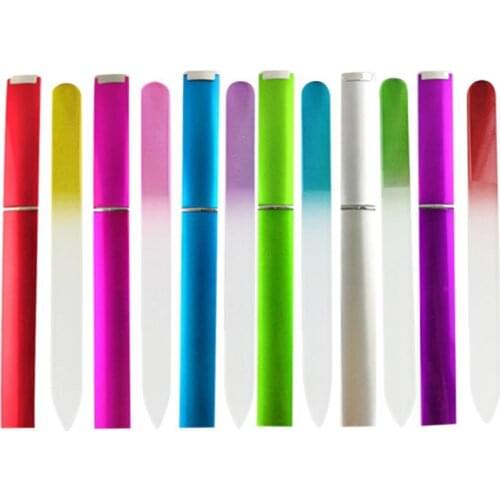 500pcs Glass Nail File Crystal Nail File With Case For Natural Nails Double Sided Professional For Manicure Pedicure hot