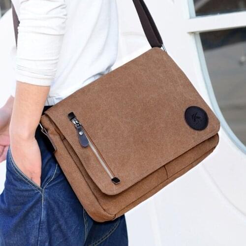 2020 New Men Vintage Canvas Schoolbag Shoulder Messenger Bag Laptop Bags Crossbody Bags For Travel Home Office -OPK