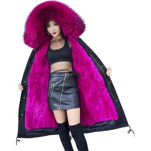 Natural fur collar 2019 European style Winter Very warm Womens Wool Blend Trench Coat Casual Women Wool Coat Cashmere Outerwear