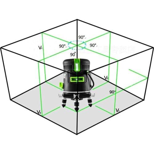 5 Lines 6 Points green Laser Level 360 Degrees Rotary Auto Vertical & Horizontal Tilt & Outdoor Mode Rotary Cross Laser