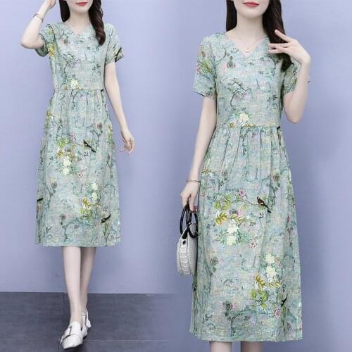 Women Casual Floral Summer Loose Dress Plus Size L-5XL 3XL XXXXL 4XL XXXXXL Blouses Blusas Holiday Beach Dresses For 100KG Woman