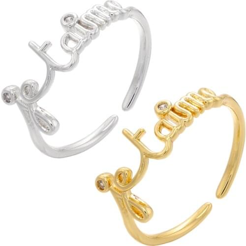 ZHUKOU NEW Toi Et Moi Statement Ring gold/silver color Zirocn CZ Women Fashion Jewelry Letter TOI MOI Ring for Couple ring VJ92