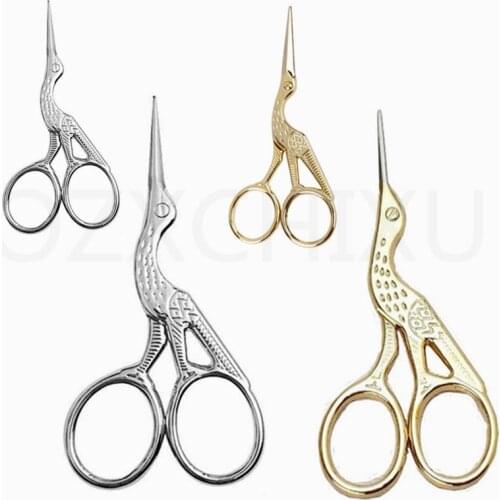 Gold & Silver Vintage Heron Shaped Cross-stitch Dressmaking Tailors Scissors DIY for Fabric Sewing Accessories Tools AA7488