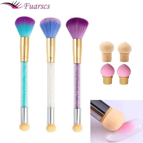 1 Set Double-headed Gradient Brushes Dust Brush Acrylic Rhinestone Sponge Nail Art Brush For Ombre Gradient Nails Manicure Tool