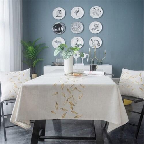 135 x 200cm Table Cloth Light Luxury Pure Color Embroidered Leaf Hotel Table Cloth Tea Ttable Cloth Waterproof Ins Table Cloth
