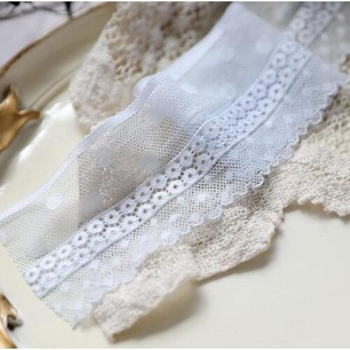 2 Meters/lot 6.5CM Light Blue Floral Flower Lace Trimming Applique Embroidery Mesh Elastic Lace Trim for Bra Underwear