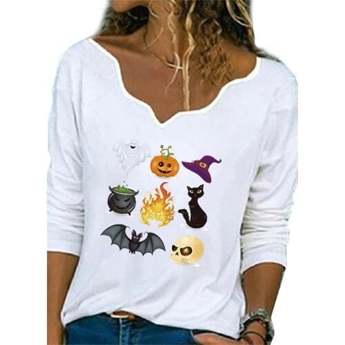 20 styles Hallowen T Shirt Women 2020 Wave V Neck White T Shirt Top Womens Clothing Casual Pullovers Womens T Shirt