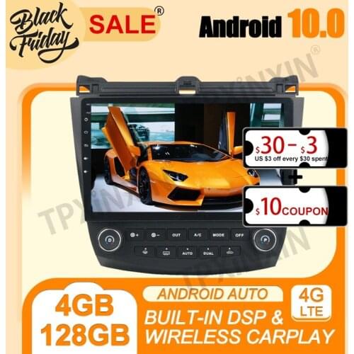 4+128G PX6 Android 10.0 Carplay For Honda Accord 7 2003-2007 Multimedia Player Auto Radio Tape Recorder GPS Navigation Head Unit