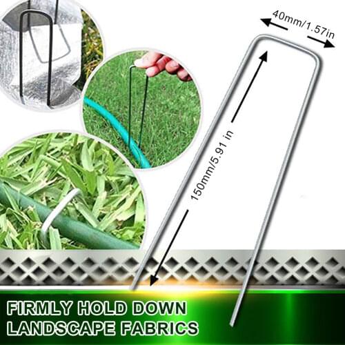 50Pcs U-Shaped Gardening Nail Lawn Fixer Artificial Lawn tool Grass Pegs Metal Netting Fixer For Fix Weeds Fabric Garden Supply