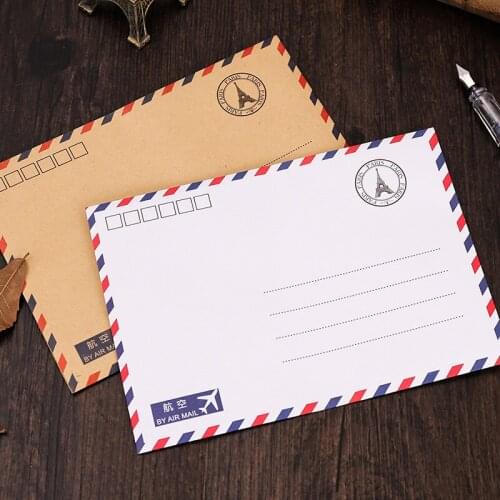 6pcs Kraft paper airmail envelope postcards protection cowhide / white can be customized by mail