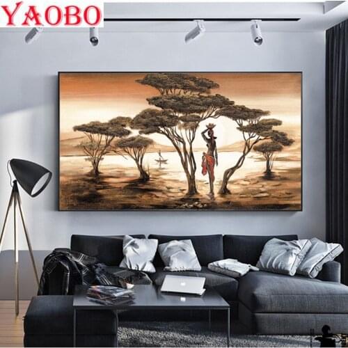 Diy 5d diamond painting African woman full square round drill mosaic cross stitch diamond embroidery sale wall sticker decor