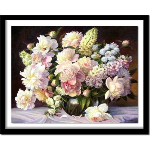Diamond Embroidery 5D DIY Diamond Painting Flowers, White Peony Diamond Painting Cross Stitch Rhinestone BJ1485