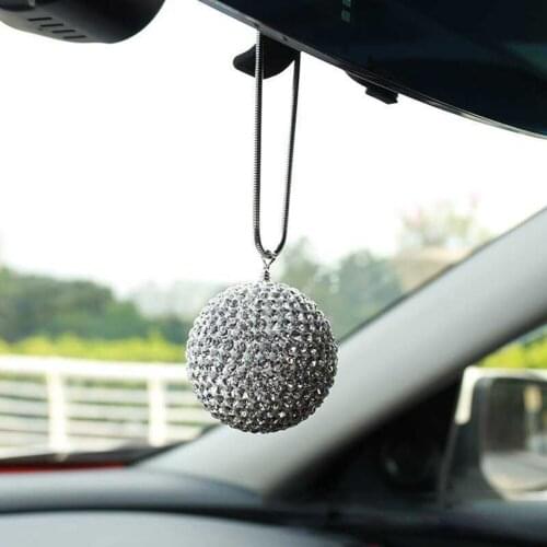 Auto Pendant ling Car Decor Crystal Ball Car Rear View Mirror Charm Rhinestone Hanging Ornament for Car Decoration