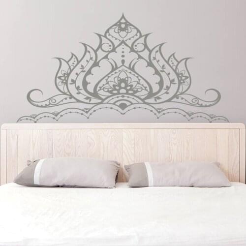 Headboard Mandala Wall Decal Lotus Flower Half Mandala Wall Sticker for Bedroom Decoration Vinyl Lotus Sticker Removable X369