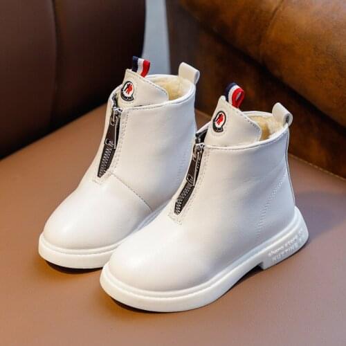 Childrens Shoes 2020 Winter New Boys Girls Leather Martin Zhongbang Boots Anti-kick Soft Bottom Wearable Boots Size 27 To 37