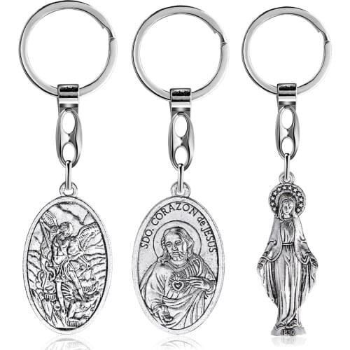 Virgin Mary Angel Exorcism Keychain Jewelry Pendant Catholic Christian Crafts Religious Pendant Gift