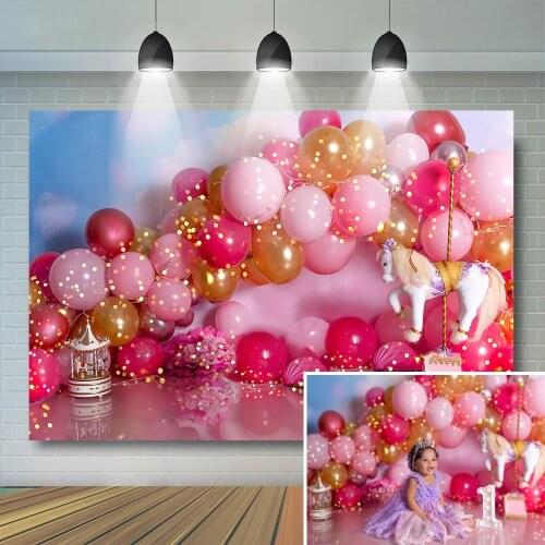 Candy Balloons Cake Smash Backdrop Carousel Carnival Baby Kids 1st Birthday Party Portrait Background Children Photostudio