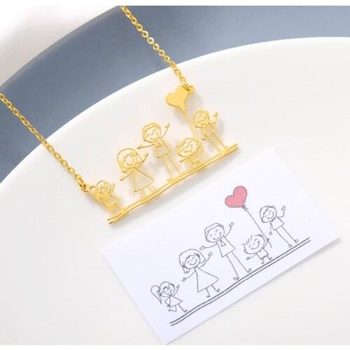 Customized Childrens Drawing Keychains Necklace Kids Art Child Artwork Personalized Necklace Jewelry Christmas Gift For Kids