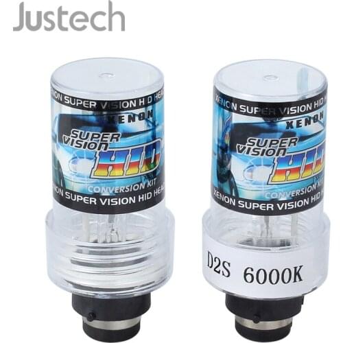 Justech 2Pcs D2S 6000K Ice White 35W Bulbs Replacement for Cars Motorcycle with HID & Bi Xenon Headlights Headlamp As Standard