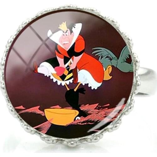 Disney Alice In Wonderland Ring Fashion Flower Letter Design Art Ring Fairy Jewelry Gift Jewelry