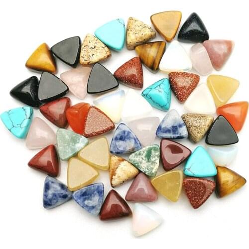 10pcs/bag Natural Semi-precious Stone Triangle Ring Surface 10mm Convex Round Beads Ring Accessories jewelry